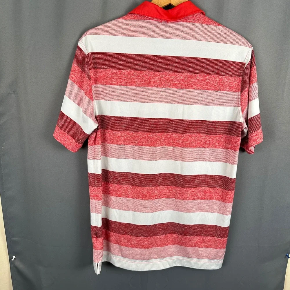 Nike Golf Mens Red White Striped Short Sleeve Polo Shirt Large